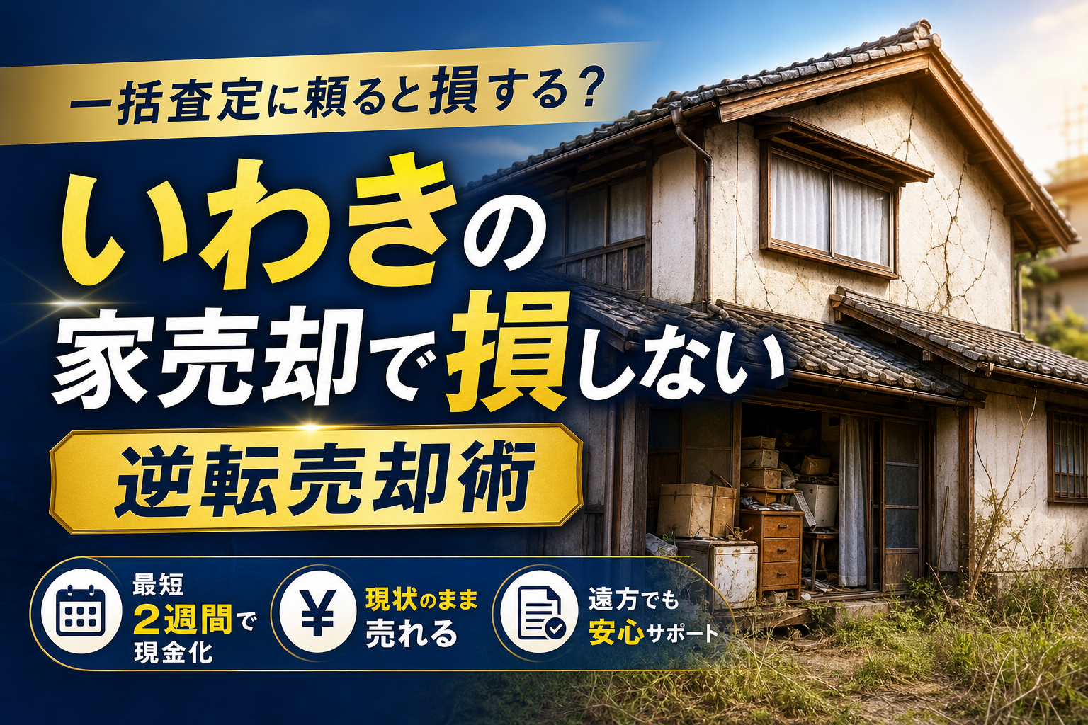 いわきで家を売るなら一括査定に頼るな！古い実家を現状のまま損せず手放す逆転売却術