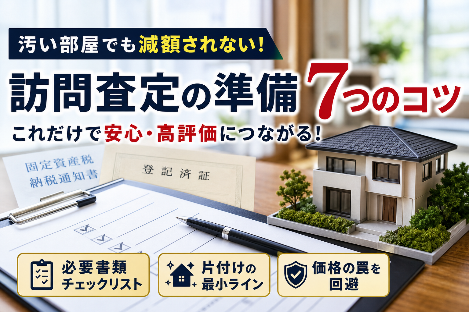訪問査定の準備で絶対役立つ書類チェックリストと汚い部屋でも減額されない片付けの秘訣