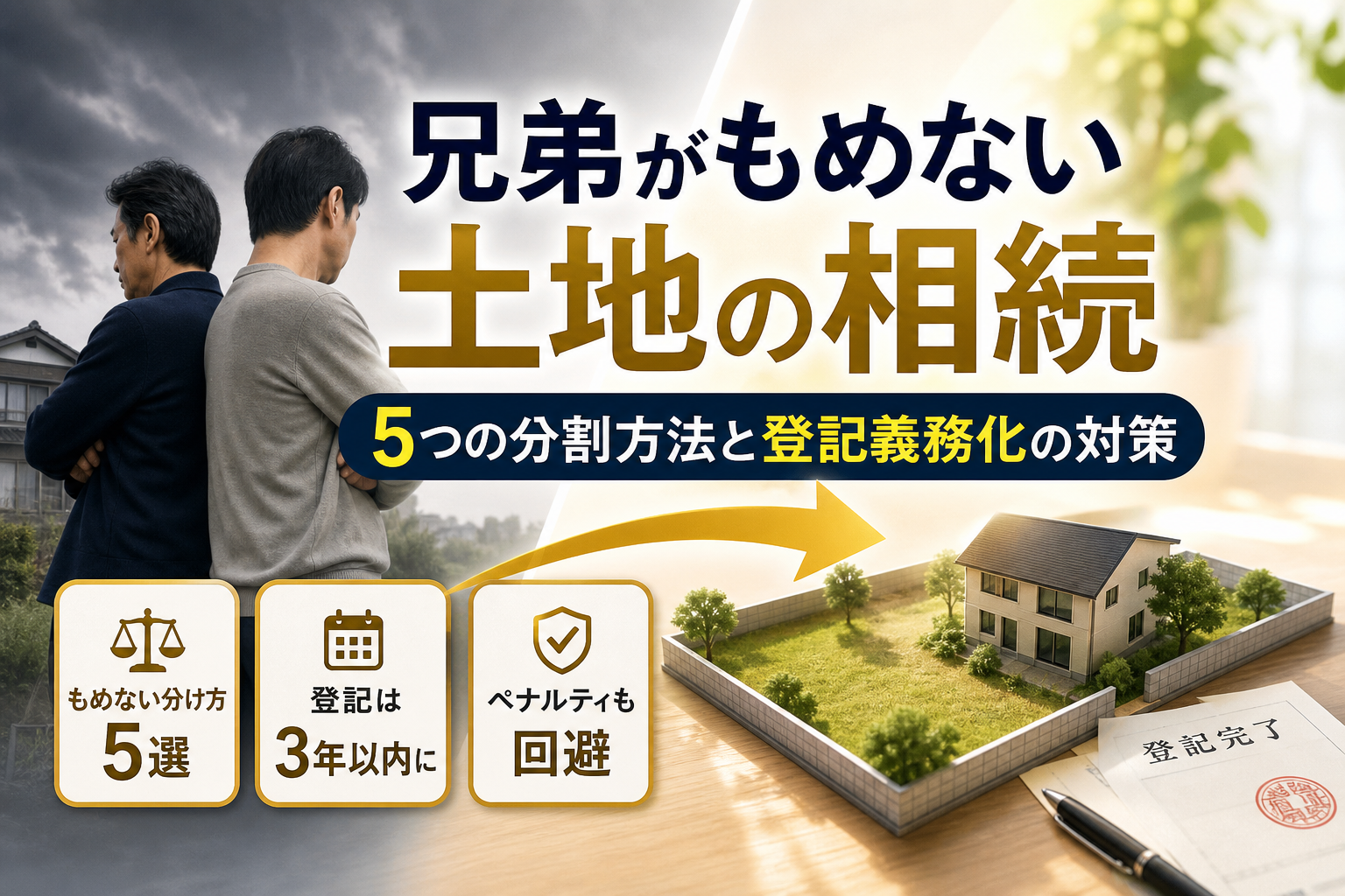 土地の相続で兄弟がもめない分割方法と登記義務化への手続き対策