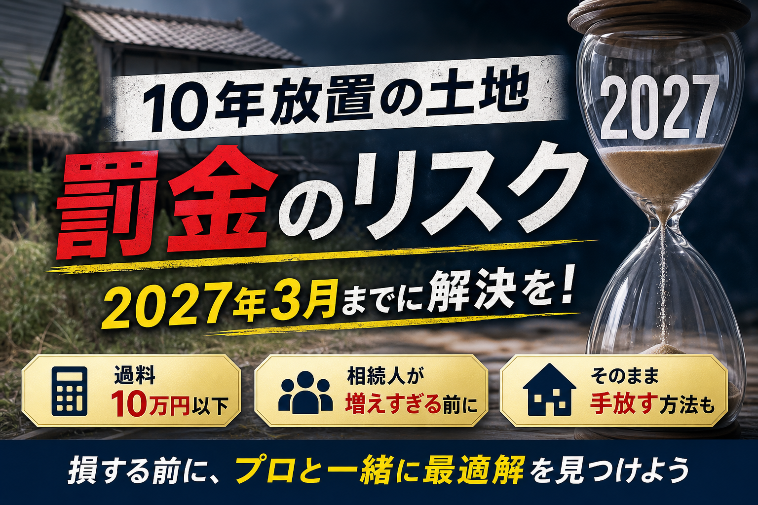 相続で10年放置した土地は罰金？2027年期限の登記義務化と損しない解決策