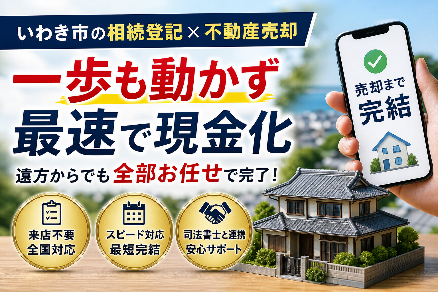 いわき市での相続登記から不動産売却をする裏ワザ！遠方からでも一歩も動かず即完結
