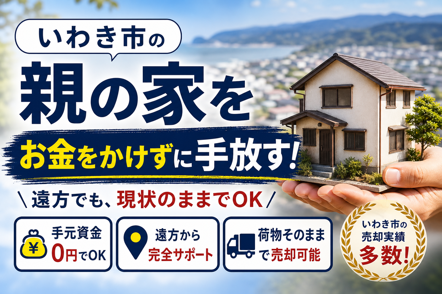 いわき市で親の家を売却するなら！遠方から現状のまま手元資金ゼロで手放す方法