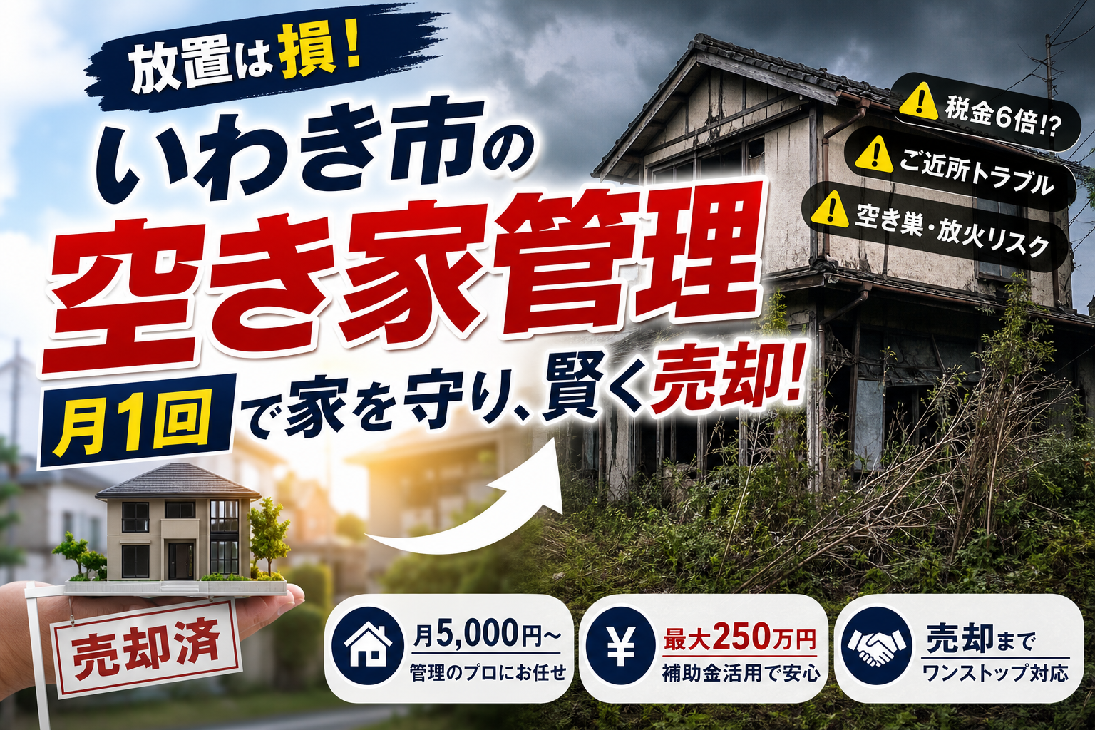 いわき市での空き家管理の罠！月1回巡回での崩壊を防ぎ賢く売却する方法