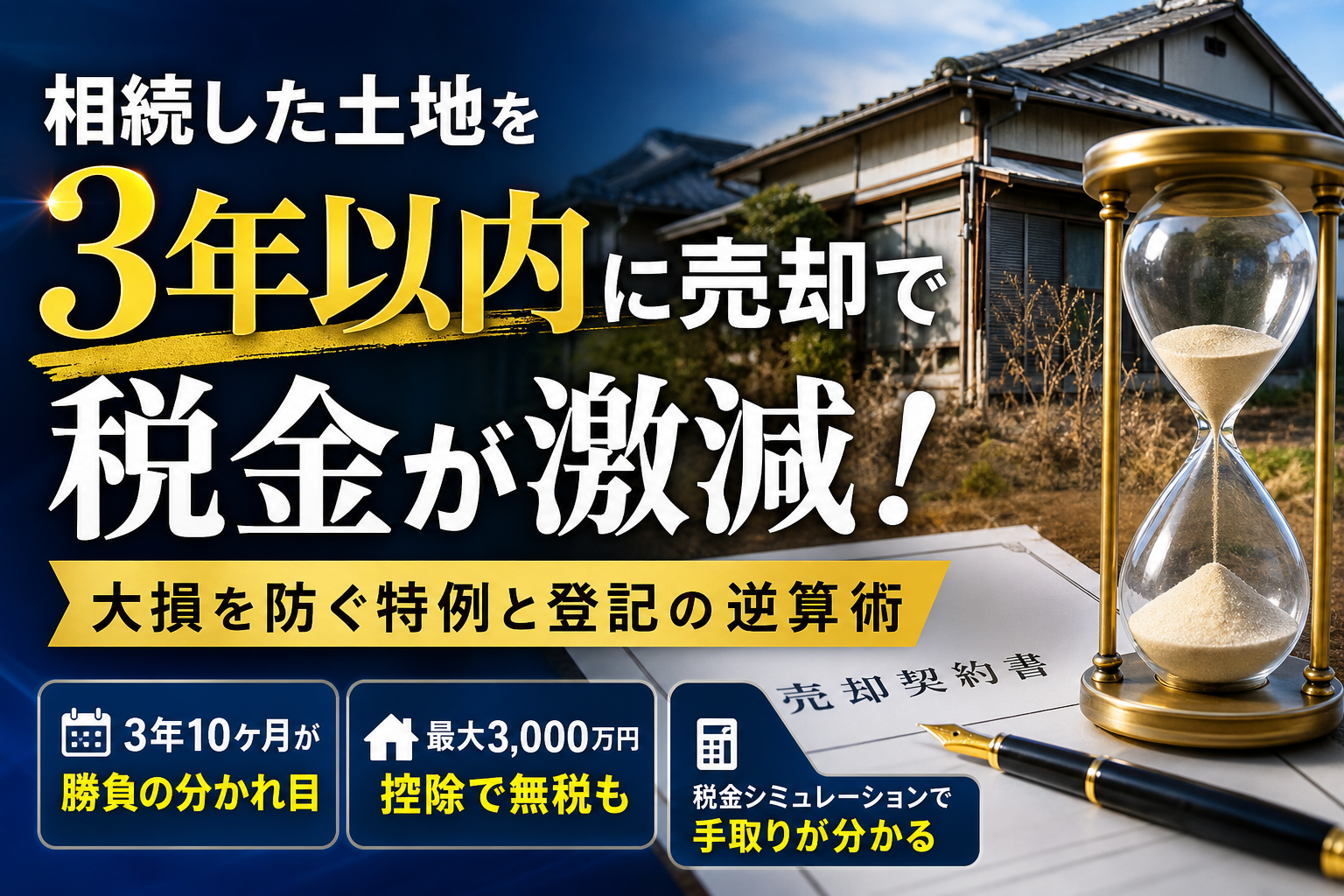 相続した土地を3年以内に売却して大損を防ぐ！税金が激減する特例と登記の逆算実務