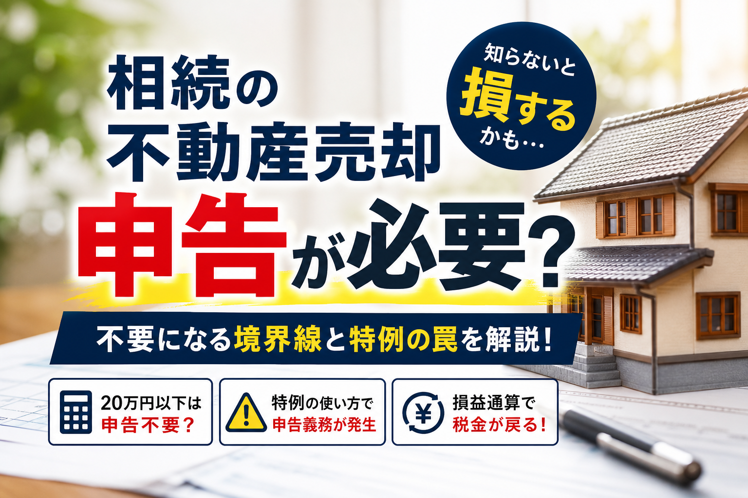 相続での不動産売却で確定申告不要となる境界線は？特例の罠や契約書なしの解決策も解説