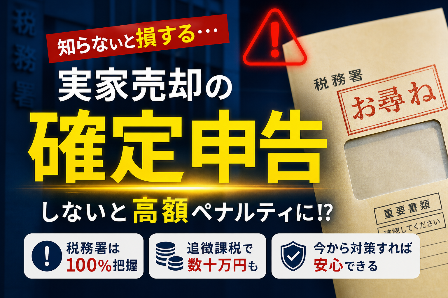 実家売却で確定申告をしないとどうなる？税務署が100%見抜くペナルティと救済策