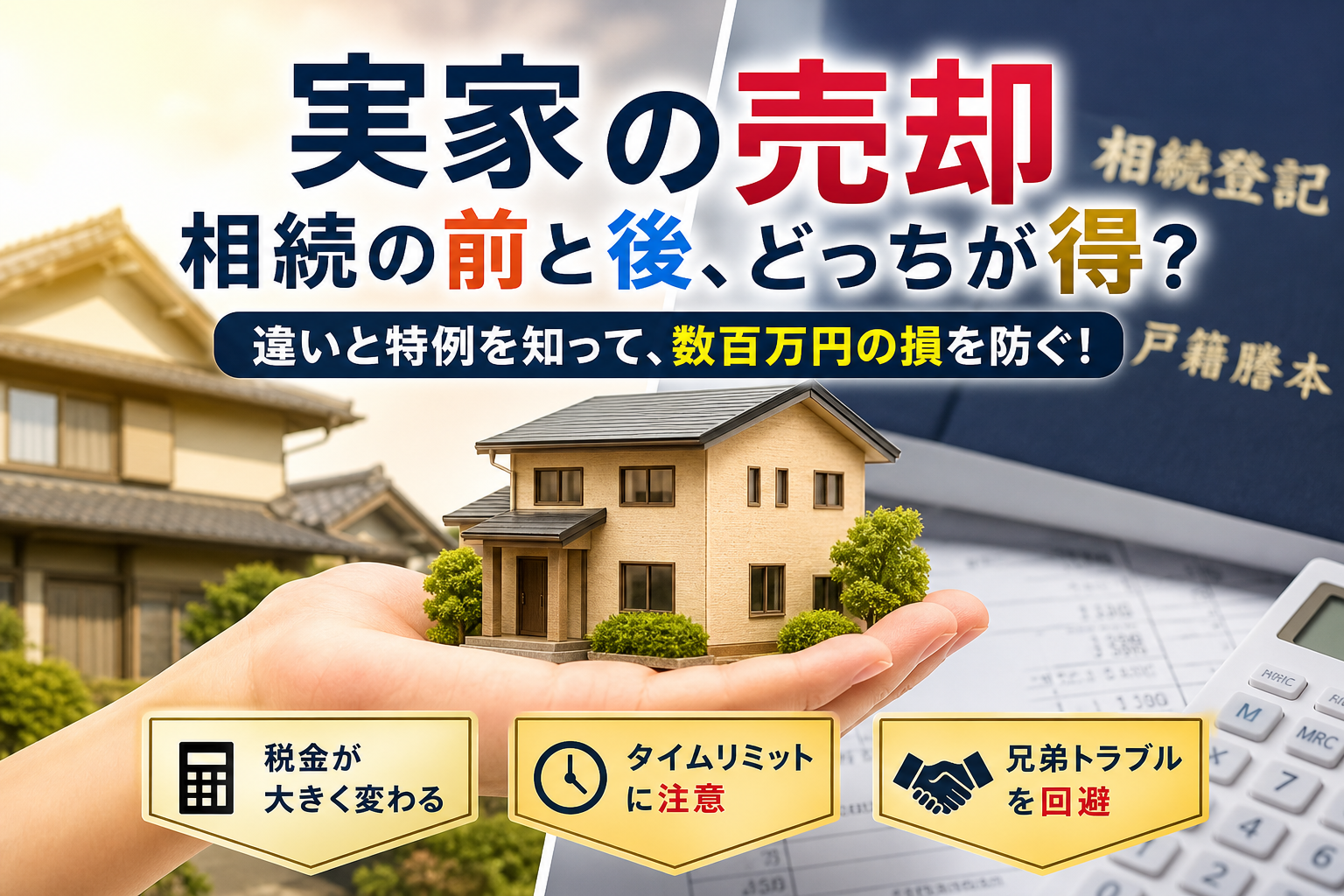 実家の売却は相続の前と後でどう違う？特例や手続きを比較して損しない方法を大公開！