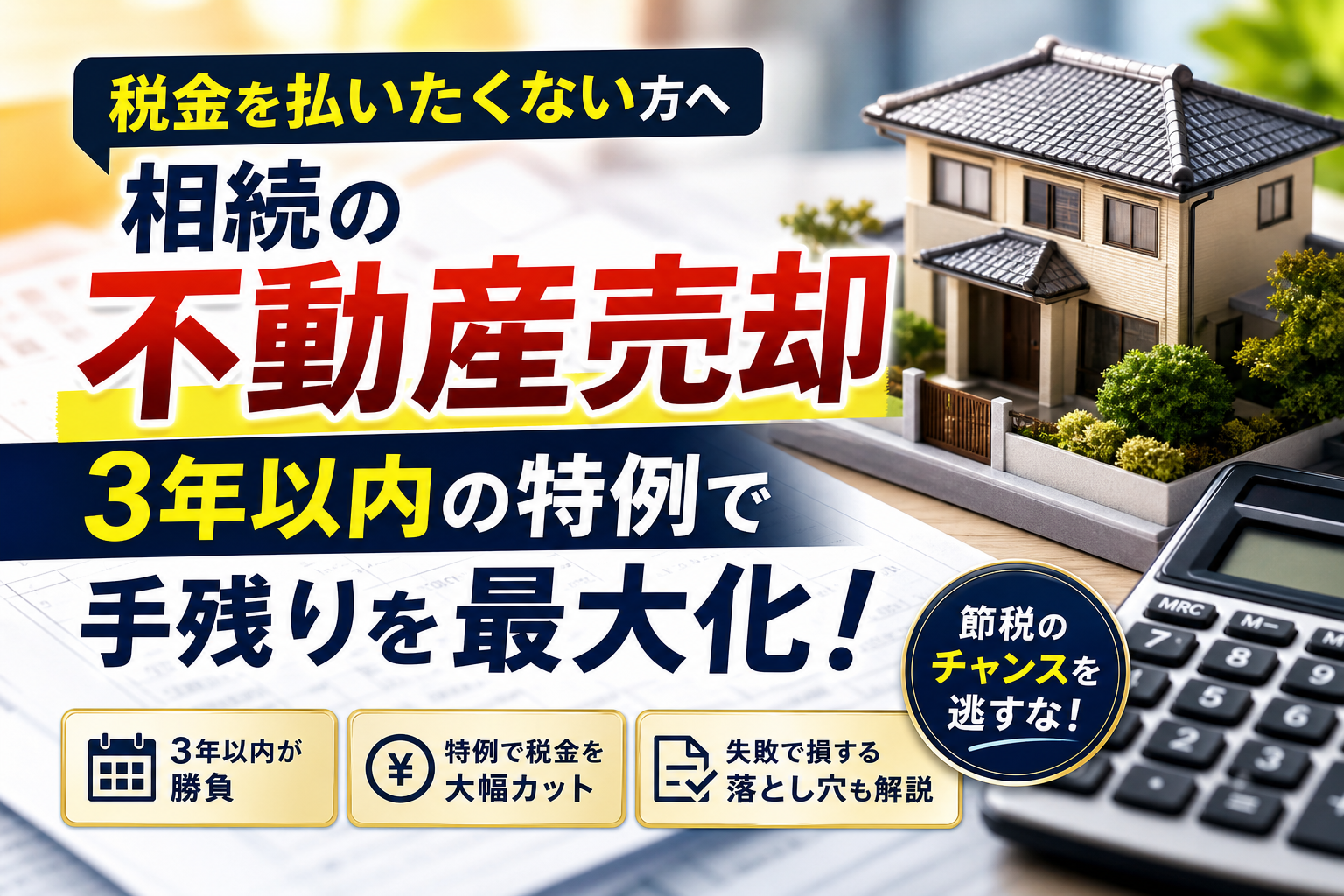 相続の不動産売却で税金を払いたくない人が3年以内の特例で手残りを最大化する手順