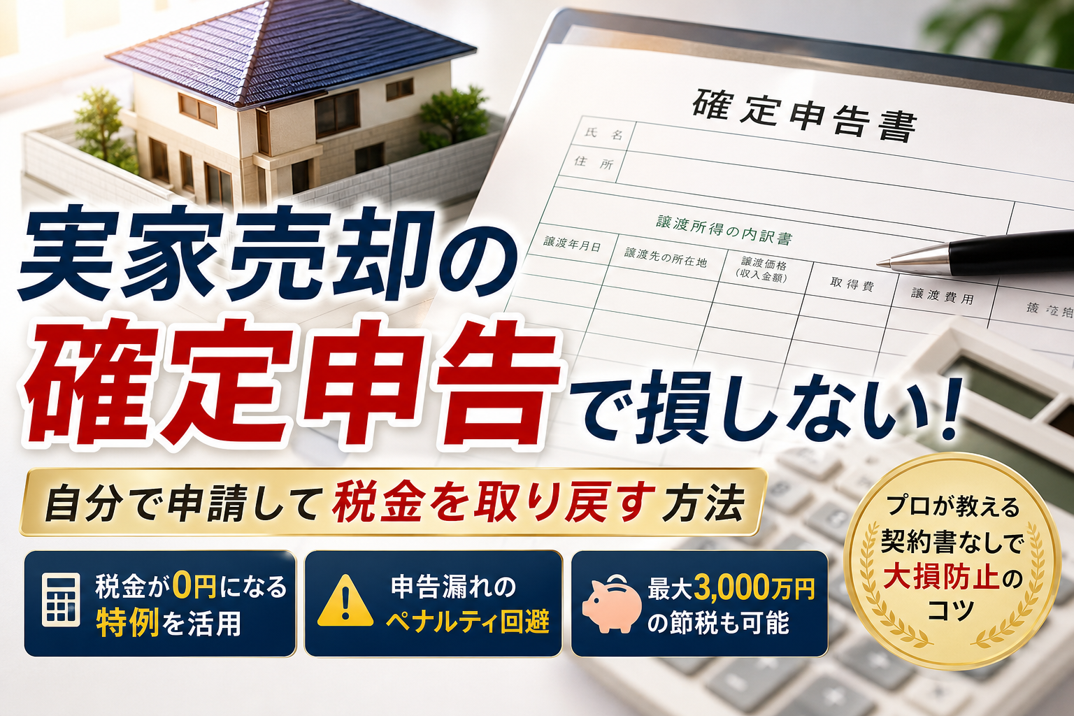 実家売却での確定申告のやり方をプロが解説！契約書なしで大損を防ぎ自分で申請するコツ