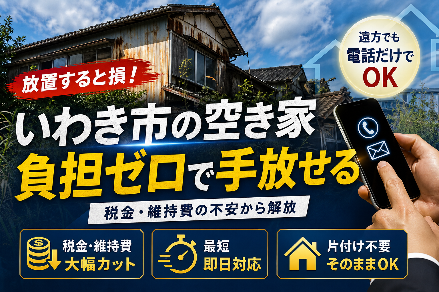 いわき市で放置された空き家を売却・処分する方法と維持費や税金の負担を抑えるにはどうする？専門家が教える解決策