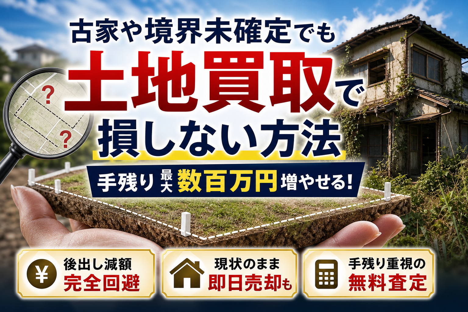 土地買い取りで後悔しない！高額査定に騙されず古家や境界未確定のまま手残りを増やすコツ
