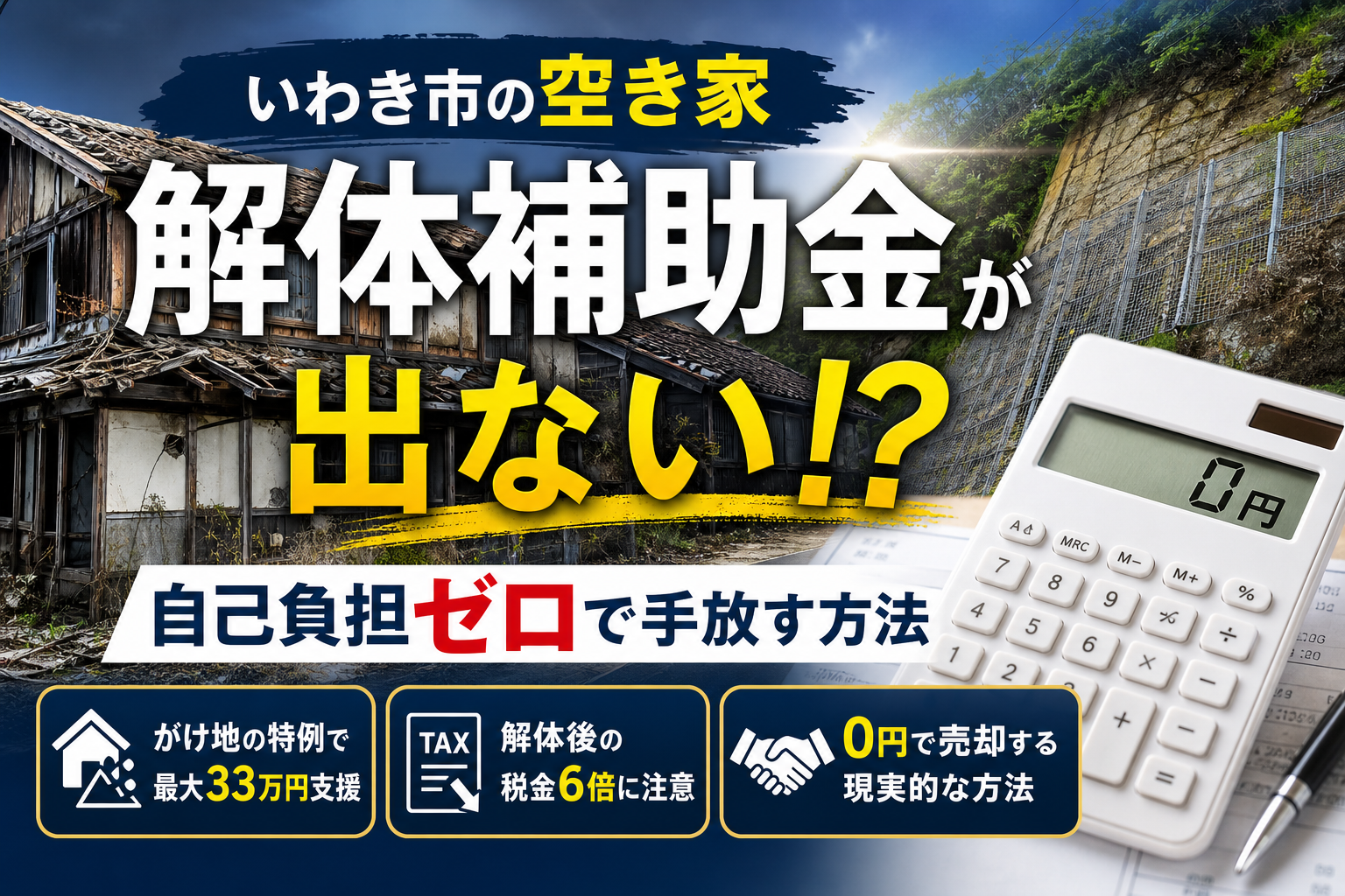いわき市で空き家の解体補助金が出ない！？がけ地特例と自己負担ゼロの売却術