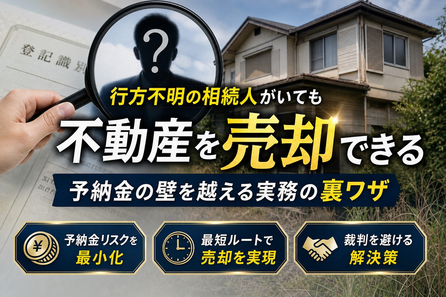 相続人が行方不明で不動産を売却できない？予納金問題を避けて賢く手放す実務の裏ワザ