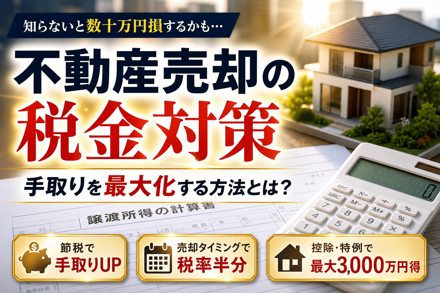 不動産売却の税金対策で手取り最大化！3000万控除の罠と節税計算シミュレーション