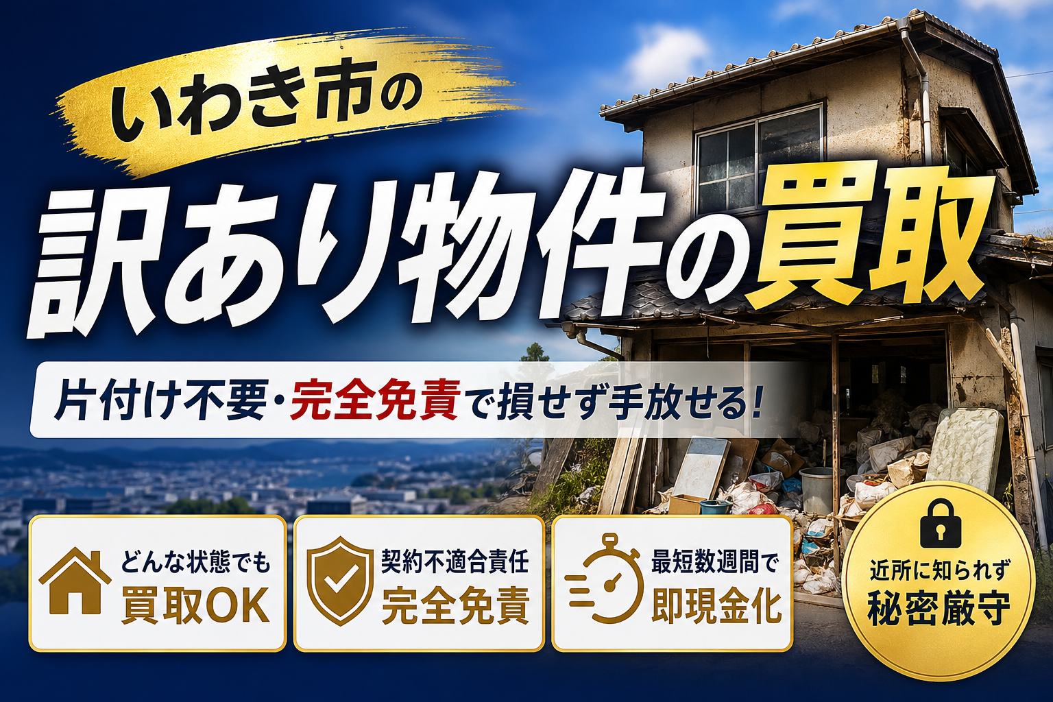 訳あり物件の買取をいわき市で！片付け不要・完全免責で損せず手放す売却術