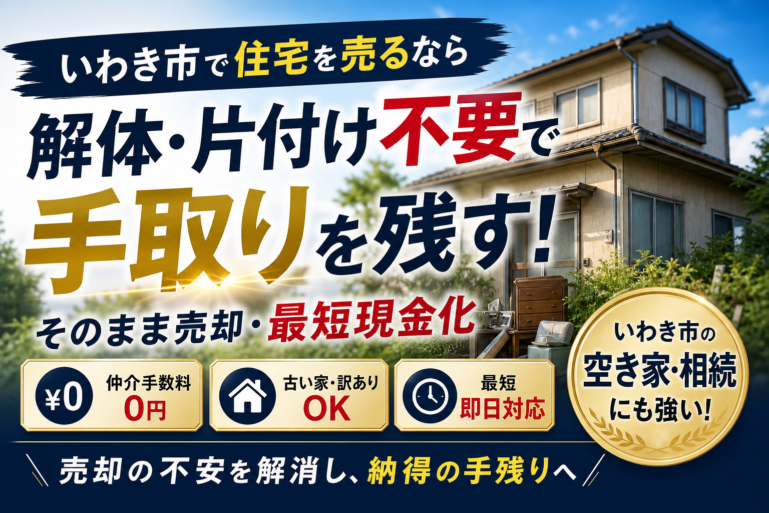 住宅の買取をいわき市で成功させる！解体や片付け不要で手取りを残す売却術