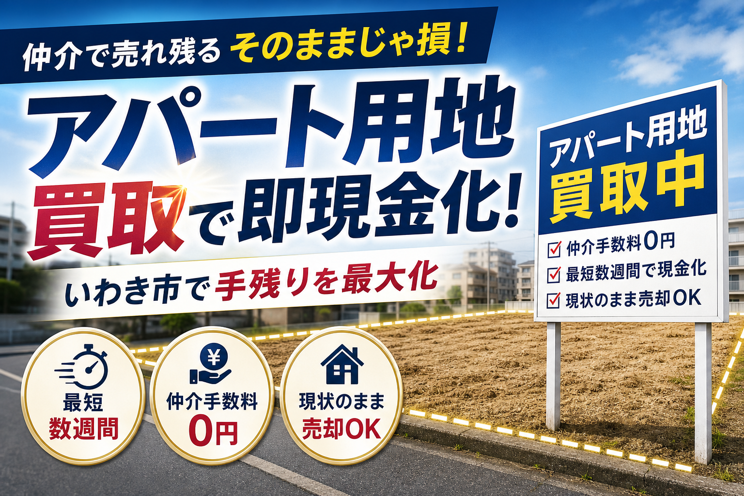 アパート用地の買取をいわき市で狙うなら！仲介で損せず手残りを最大化する不動産売却の正解