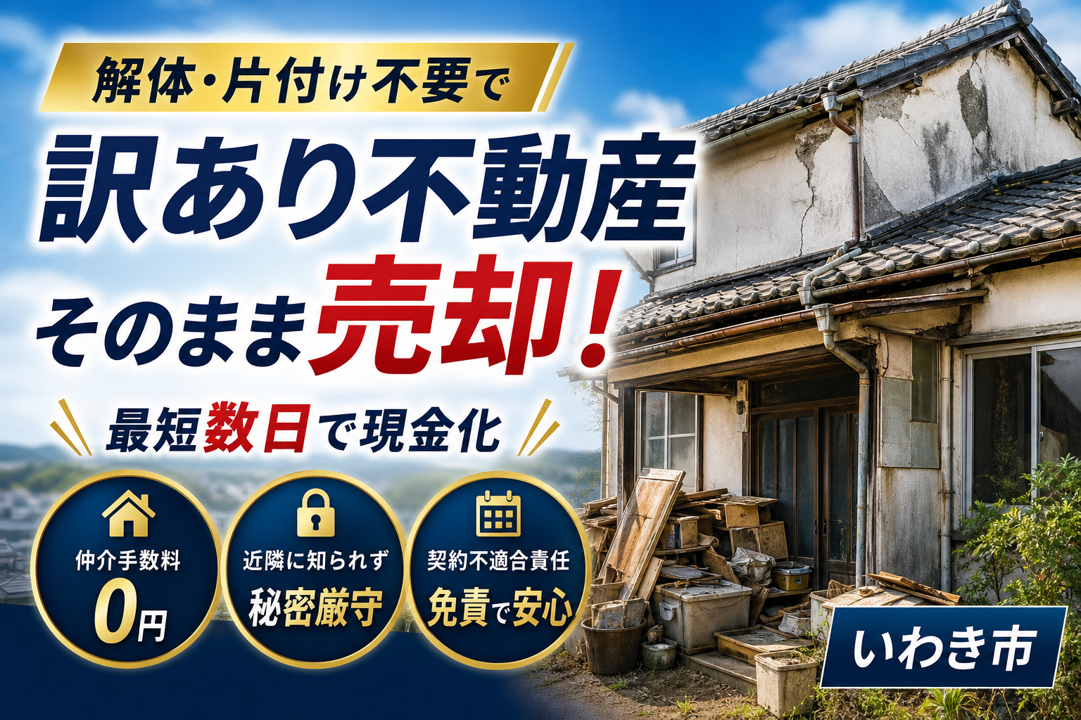 訳あり不動産の買取をいわき市で！解体や片付け不要でそのまま売却する秘訣