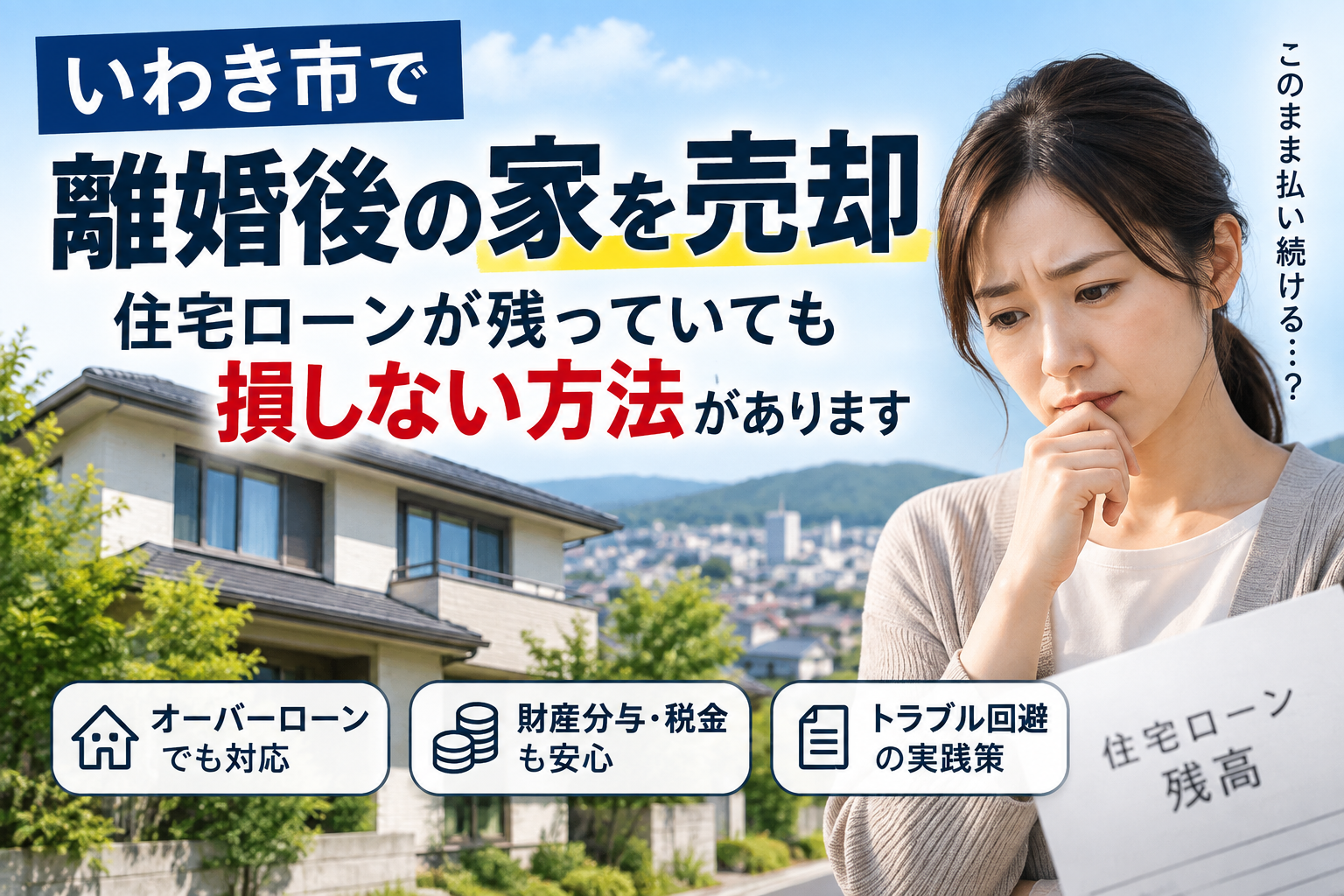 いわき市で離婚して住宅ローン残高がある家を売却！オーバーローンでも損しない対処法を徹底解説